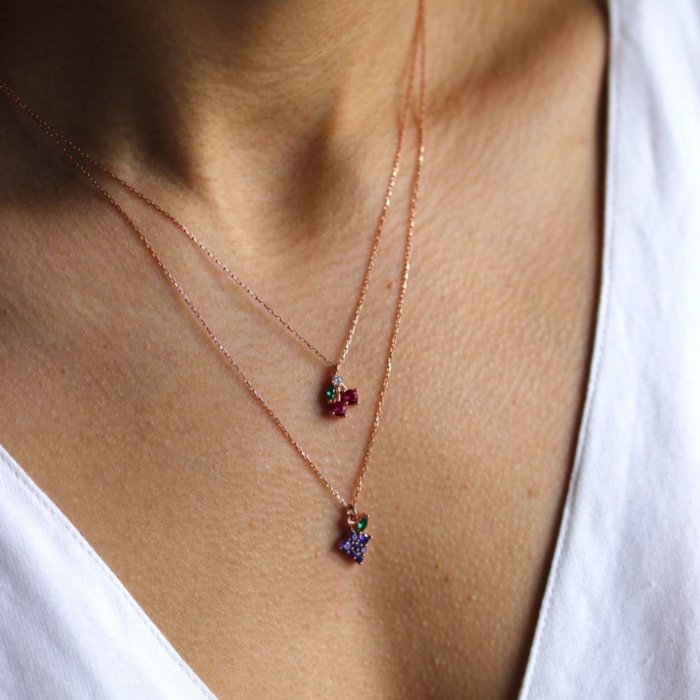 necklaces for women, 18K Gold Plated Necklace,Crystal Fruit Pendant Necklace